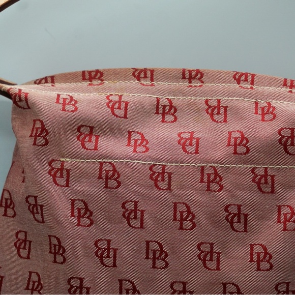 Dooney & Bourke Red Small Hobo Bag Purse DB Initial Design Light Leather Handle - Picture 7 of 9